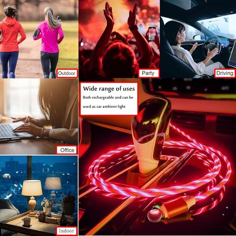 كابل شحن USB C إلى USB C، كابل شحن USB C Led، شاحن إضاءة من النوع C، كابل شحن سريع 3A، متوافق مع iPhone15/15Pro/15Plus، S23/S22 (3.3 قدم، أرجواني) in Saudi Arabia