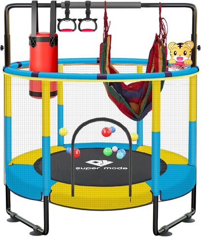 Trampoline for Kids, 5FT Adjustable Toddler Trampoline, Indoor/Outdoor Baby Trampoline with Enclosure Net, Gifts for Boys & Girls in Saudi Arabia