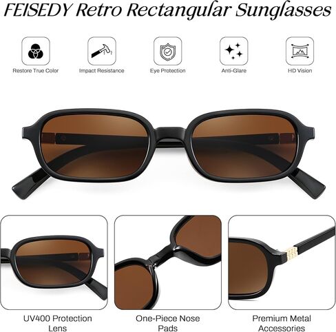 نظارة شمسية مستطيلة مستطيلة للنساء للنساء 90s مربع أزياء خمر صغير Sunnies B0282 in Saudi Arabia