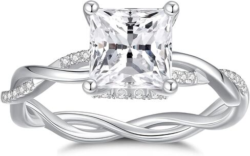 1.5CT 2CT Princess Cut Moissanite Rings for Women D Color VVS1 Moissanite Engagement Ring S925 Sterling Silver Promise Wedding Rings for Women in Saudi Arabia