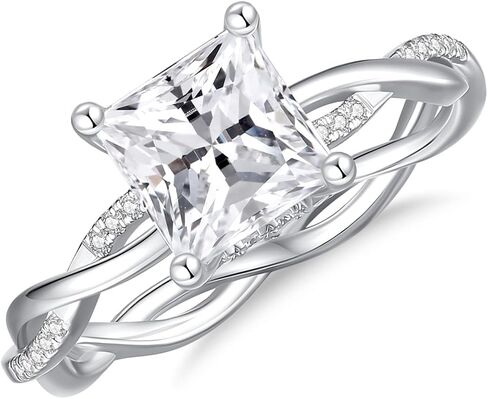 1.5CT 2CT Princess Cut Moissanite Rings for Women D Color VVS1 Moissanite Engagement Ring S925 Sterling Silver Promise Wedding Rings for Women in Saudi Arabia