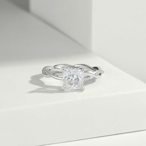 1.5CT 2CT Princess Cut Moissanite Rings for Women D Color VVS1 Moissanite Engagement Ring S925 Sterling Silver Promise Wedding Rings for Women in Saudi Arabia