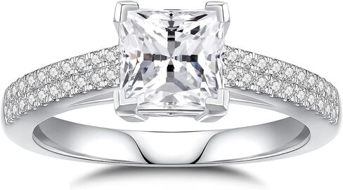 1.5CT 2CT Princess Cut Moissanite Rings for Women D Color VVS1 Moissanite Engagement Ring S925 Sterling Silver Promise Wedding Rings for Women in Saudi Arabia