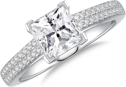 1.5CT 2CT Princess Cut Moissanite Rings for Women D Color VVS1 Moissanite Engagement Ring S925 Sterling Silver Promise Wedding Rings for Women in Saudi Arabia