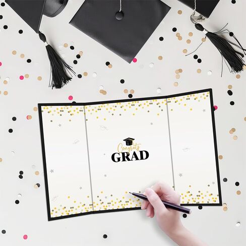 18"X12" Graduation Signature Board - Red & Black Balloons - Class Of 2024 Grad Guest Book Alternative For College & High School Students, Congrats Graduate Gift, Party Favors & Decors(Red) - A09 in Saudi Arabia