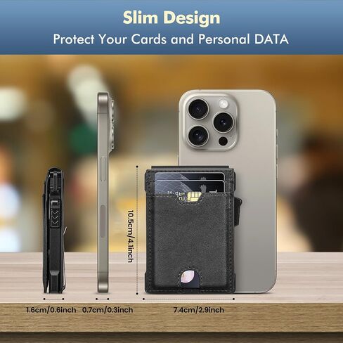 Minimalist Wallet for Men,Slim RFID Blocking Bifold Wallet Credit Card Holder Aluminum Pop-Up Card Case with Money Clip (Carbon Fiber Black) in Saudi Arabia