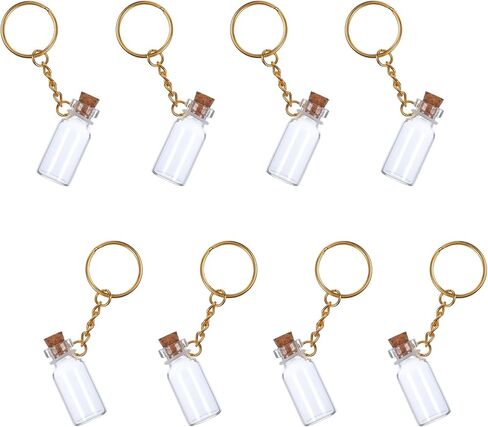 Mini Glass Bottles, 8 Pcs 3ml Small Glass Bottles With Cork and Keychain Clear Spell Jars Tiny Jars with Lids Message Glass Bottles Tiny Bottles for DIY Crafts Wedding Party Favors Home Decor in Saudi Arabia