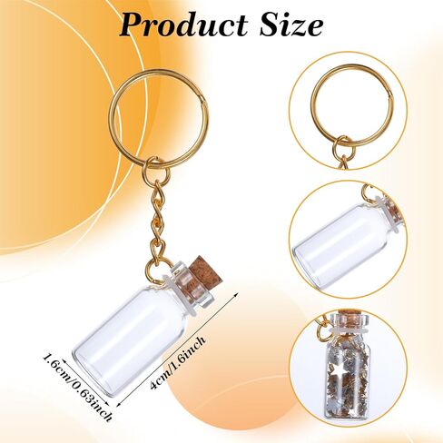 Mini Glass Bottles, 8 Pcs 3ml Small Glass Bottles With Cork and Keychain Clear Spell Jars Tiny Jars with Lids Message Glass Bottles Tiny Bottles for DIY Crafts Wedding Party Favors Home Decor in Saudi Arabia