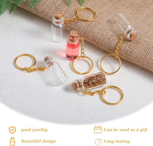 Mini Glass Bottles, 8 Pcs 3ml Small Glass Bottles With Cork and Keychain Clear Spell Jars Tiny Jars with Lids Message Glass Bottles Tiny Bottles for DIY Crafts Wedding Party Favors Home Decor in Saudi Arabia