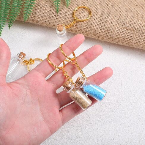 Mini Glass Bottles, 8 Pcs 3ml Small Glass Bottles With Cork and Keychain Clear Spell Jars Tiny Jars with Lids Message Glass Bottles Tiny Bottles for DIY Crafts Wedding Party Favors Home Decor in Saudi Arabia