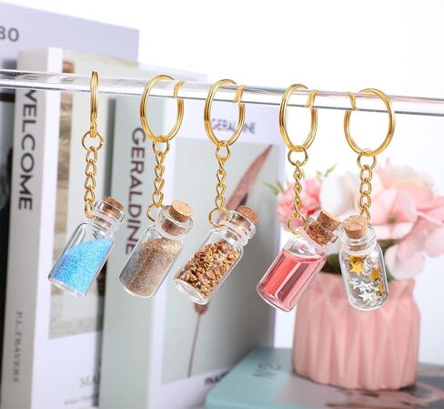 Mini Glass Bottles, 8 Pcs 3ml Small Glass Bottles With Cork and Keychain Clear Spell Jars Tiny Jars with Lids Message Glass Bottles Tiny Bottles for DIY Crafts Wedding Party Favors Home Decor in Saudi Arabia