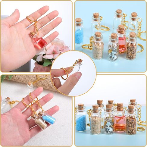 Mini Glass Bottles, 8 Pcs 3ml Small Glass Bottles With Cork and Keychain Clear Spell Jars Tiny Jars with Lids Message Glass Bottles Tiny Bottles for DIY Crafts Wedding Party Favors Home Decor in Saudi Arabia