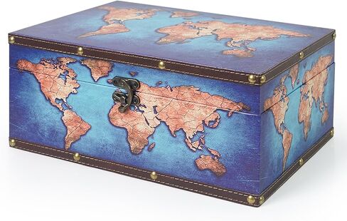 DreamsEden Wooden Decorative Storage Box, Vintage Treasure Box Letter Paper Container Keepsake Case for Gifts Home Decorations in Kuwait