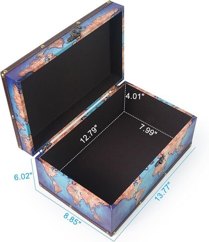 DreamsEden Wooden Decorative Storage Box, Vintage Treasure Box Letter Paper Container Keepsake Case for Gifts Home Decorations in Kuwait