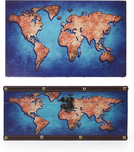 DreamsEden Wooden Decorative Storage Box, Vintage Treasure Box Letter Paper Container Keepsake Case for Gifts Home Decorations in Kuwait