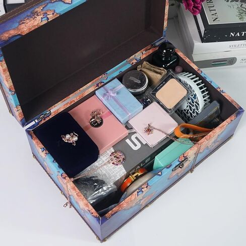 DreamsEden Wooden Decorative Storage Box, Vintage Treasure Box Letter Paper Container Keepsake Case for Gifts Home Decorations in Kuwait