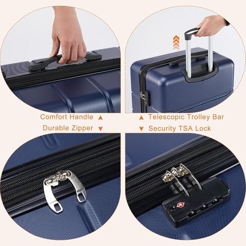 Sweetcrispy Carry on Luggage, Hard Shell ABS, Double Spinner Wheels Lightweight Suitcase TSA Lock, Sea Blue, 28 Inch in Saudi Arabia