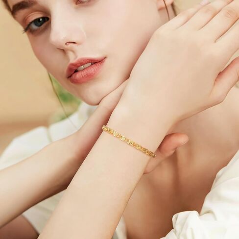 14K Gold Bracelets for Women Gold Bracelets for Womens gold Bracelet Unique Cuban Gold Chain Bracelets for Women Men Dainty Gold Bracelet Jewelry 8-2 in Saudi Arabia
