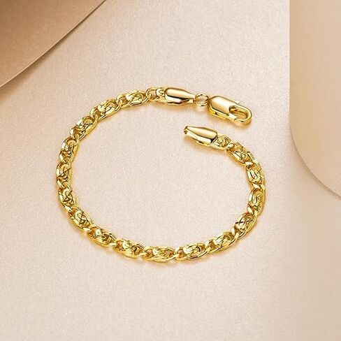 14K Gold Bracelets for Women Gold Bracelets for Womens gold Bracelet Unique Cuban Gold Chain Bracelets for Women Men Dainty Gold Bracelet Jewelry 8-2 in Saudi Arabia