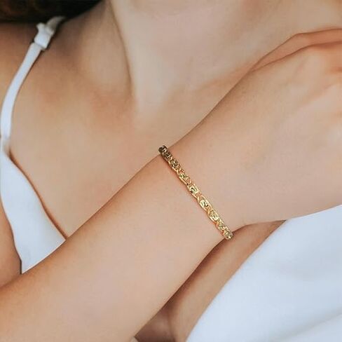14K Gold Bracelets for Women Gold Bracelets for Womens gold Bracelet Unique Cuban Gold Chain Bracelets for Women Men Dainty Gold Bracelet Jewelry 8-2 in Saudi Arabia