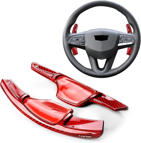 امتدادات شيفتر مجداف تناسب كاديلاك XT4 XT5 XT6 2019-2025 ؛ غطاء مقلوب العجلة الزجاجية الحقيقية يتلاءم كاديلاك CT4 CT5 CT6 2020-2024 إكسسوارات تقليم العتاد الأحمر. in Kuwait