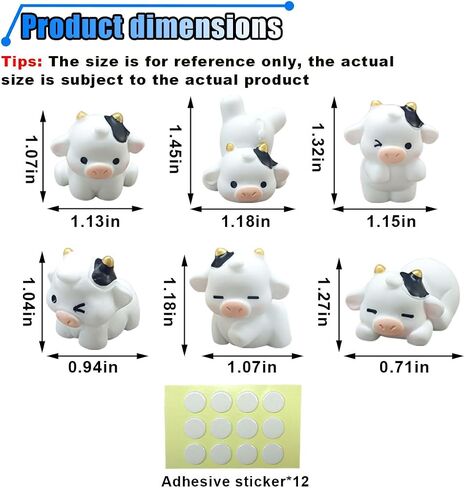 6pcs Cow Cow Car Car Car الخلفية الحلي المرآة ، مجموعة زخرفة لوحة القيادة المضحكة للسيارات ، الديكور وحدة التحكم في مركزية الراتنجات المصغرة ، الملحقات الداخلية للتمييز الكاريكاتوري للنساء للنساء (أبيض) in Kuwait