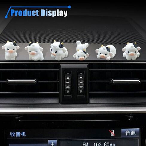 6pcs Cow Cow Car Car Car الخلفية الحلي المرآة ، مجموعة زخرفة لوحة القيادة المضحكة للسيارات ، الديكور وحدة التحكم في مركزية الراتنجات المصغرة ، الملحقات الداخلية للتمييز الكاريكاتوري للنساء للنساء (أبيض) in Kuwait