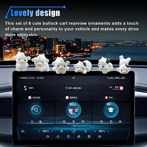 6pcs Cow Cow Car Car Car الخلفية الحلي المرآة ، مجموعة زخرفة لوحة القيادة المضحكة للسيارات ، الديكور وحدة التحكم في مركزية الراتنجات المصغرة ، الملحقات الداخلية للتمييز الكاريكاتوري للنساء للنساء (أبيض) in Kuwait