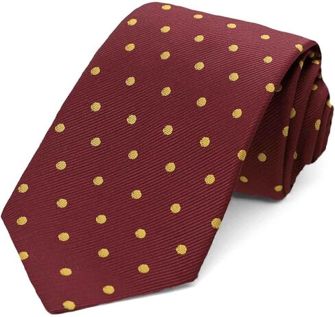 Tiemart Polka Dot Necktie ، مارون مع نقاط البولكا الذهبية ، عرض 3 " in Saudi Arabia