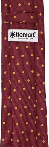 Tiemart Polka Dot Necktie ، مارون مع نقاط البولكا الذهبية ، عرض 3 " in Saudi Arabia
