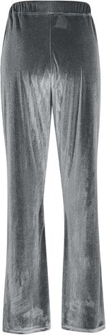 Hvyesh Velvet Pants Women Lounge Comfy Womens Velour Flare Pants Casual Pants Wide Leg High Waisted Drawstring with Pockets in Kuwait