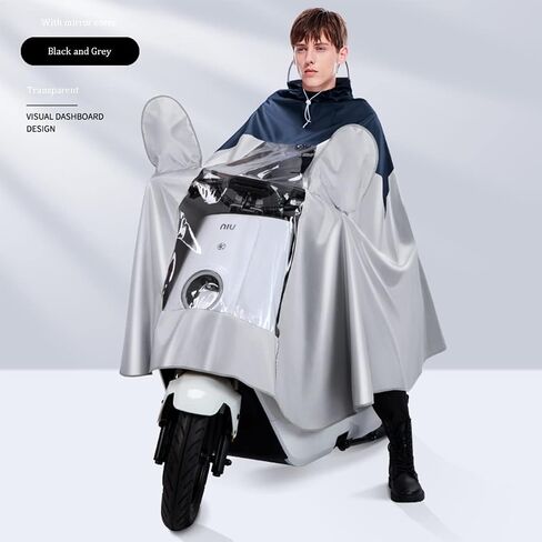 معطف واق من مقاوم للماء - معطف واق من المطر - معطف المطر المغطى بالدراجة ، Ebike ، دراجة نارية ، وسكوتر التنقل - Cape Rain Cape (Black Gray ، 5XL) in Saudi Arabia