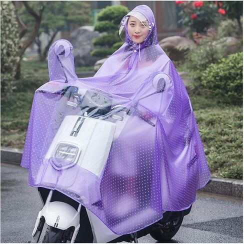 Clear Waterproof Cycling Raincoat - PVC Hooded Rain Poncho for Bike, Ebike, Motorcycle, and Mobility Scooter - Unisex Windproof Rain Cape(Roland Violet,Single) in Saudi Arabia