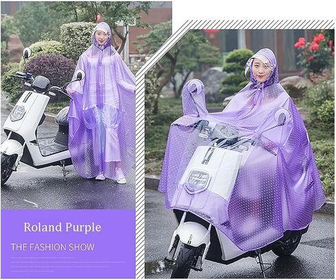 Clear Waterproof Cycling Raincoat - PVC Hooded Rain Poncho for Bike, Ebike, Motorcycle, and Mobility Scooter - Unisex Windproof Rain Cape(Roland Violet,Single) in Saudi Arabia