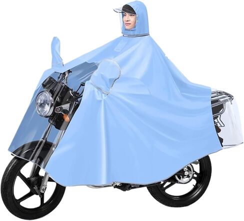Waterproof Hooded Rain Poncho for Cycling | Windproof Unisex Rain Cape for Bike, Ebike, Motorcycle & Mobility Scooter(Blue) in Saudi Arabia