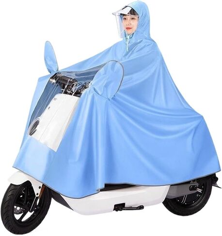 Waterproof Cycling Raincoat - Hooded Rain Poncho for Bike, Ebike, Motorcycle, and Mobility Scooter - Windproof Unisex Rain Cape(Blue,5XL) in Saudi Arabia