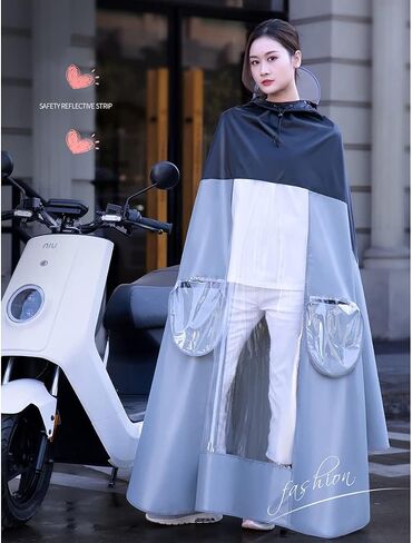معطف واق من ماء الدراجات - معطف المطر المغطى بالماء للدراجات ، Ebike ، دراجة نارية ، ودراجة نارية للتنقل - Cape Rain Cape (أسود ، 4XL) in Saudi Arabia