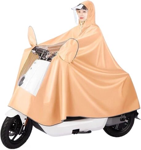 Waterproof Cycling Raincoat - Hooded Rain Poncho for Bike, Ebike, Motorcycle, and Mobility Scooter - Windproof Unisex Rain Cape(Orange,4XL) in Saudi Arabia