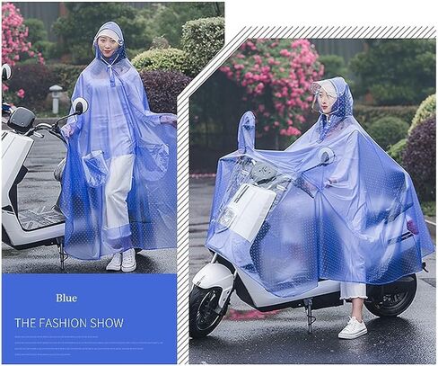 Clear Waterproof Cycling Raincoat - PVC Hooded Rain Poncho for Bike, Ebike, Motorcycle, and Mobility Scooter - Unisex Windproof Rain Cape(Sky Blue,Single) in Saudi Arabia