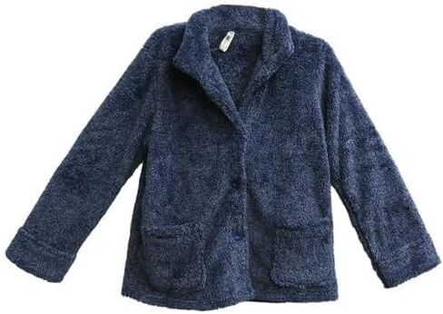 سترة سرير La Cera Women's Fleece - 100 ٪ من البوليستر ، ومربى زر ، والأكمام الطويلة ، والجيوب الأمامية ، والنمط الصلب in Saudi Arabia