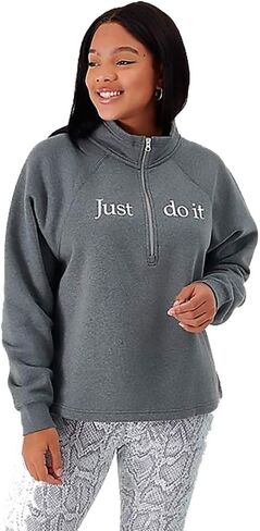 Nike Plus size sportswear Shine 1/2-Zip Fleece Top ، Gray ، 2x in Saudi Arabia
