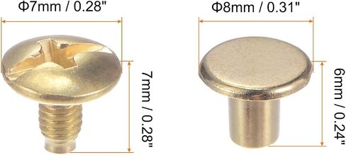 100set Round Flat Head Screws Buttons 5/16" Metal Stud Screw Rivets for DIY Leather Craft Bookbinding, Bronze in Saudi Arabia