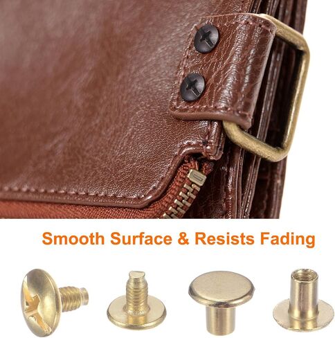 100set Round Flat Head Screws Buttons 5/16" Metal Stud Screw Rivets for DIY Leather Craft Bookbinding, Bronze in Saudi Arabia