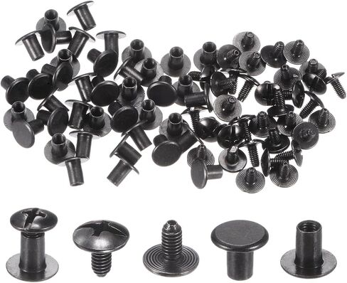 100set Round Flat Head Screws Buttons 5/16" Metal Stud Screw Rivets for DIY Leather Craft Bookbinding, Bronze in Saudi Arabia