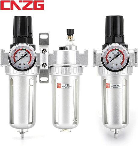 Air Filter Regulator Oil Water Separator Trap Regulator Valve For Compressor Pneumatic Parts SFC400 1/2 SFC300 3/8 SFC200 1/4(SFR w PMSM,400-1l2) in Kuwait
