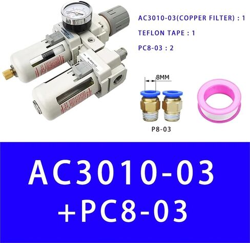 AC3010-03 Air Pump Compressor Filter Pressure Regulator Trap Pneumatic Oil Separator Manual Drainage Supply Moisture Filters(Copper and PC8-03) in Saudi Arabia
