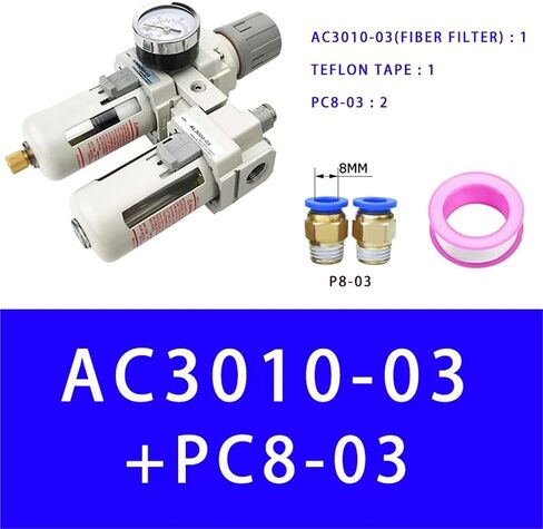 AC3010-03 Air Pump Compressor Filter Pressure Regulator Trap Pneumatic Oil Separator Manual Drainage Supply Moisture Filters(Copper and PC8-03) in Saudi Arabia