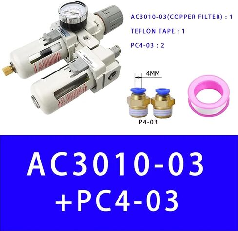 AC3010-03 Air Pump Compressor Filter Pressure Regulator Trap Pneumatic Oil Separator Manual Drainage Supply Moisture Filters(Copper and PC8-03) in Saudi Arabia
