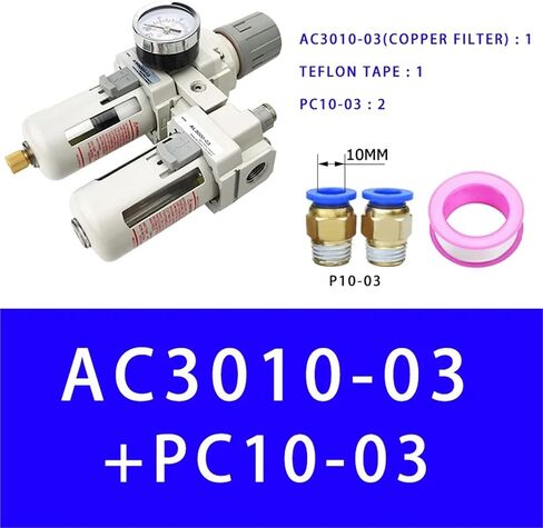 AC3010-03 Air Pump Compressor Filter Pressure Regulator Trap Pneumatic Oil Separator Manual Drainage Supply Moisture Filters(Copper and PC8-03) in Saudi Arabia
