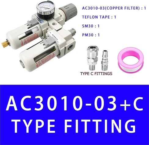 AC3010-03 Air Pump Compressor Filter Pressure Regulator Trap Pneumatic Oil Separator Manual Drainage Supply Moisture Filters(Copper and PC8-03) in Saudi Arabia